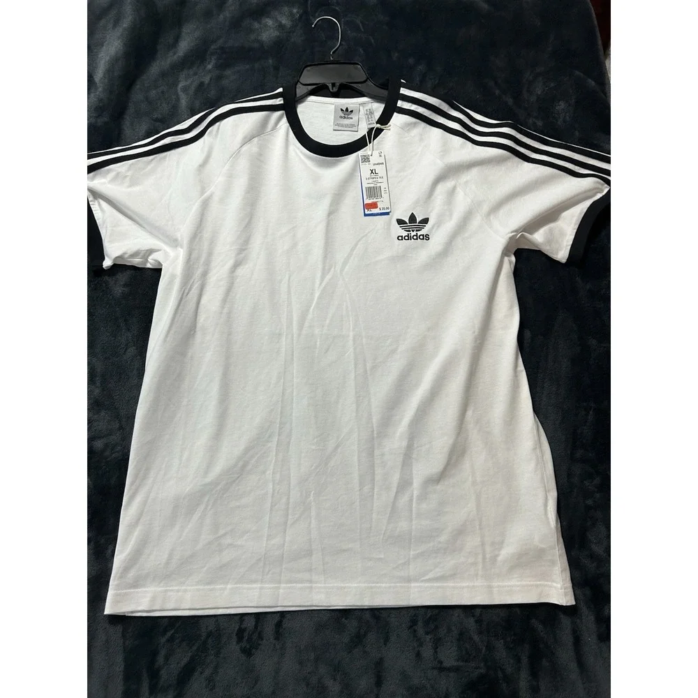 Adidas IA4846 Men's XL 3-Stripes White Originals T-Shirts (C3)